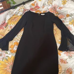 black Calvin Klein bell sleeve dress size-8